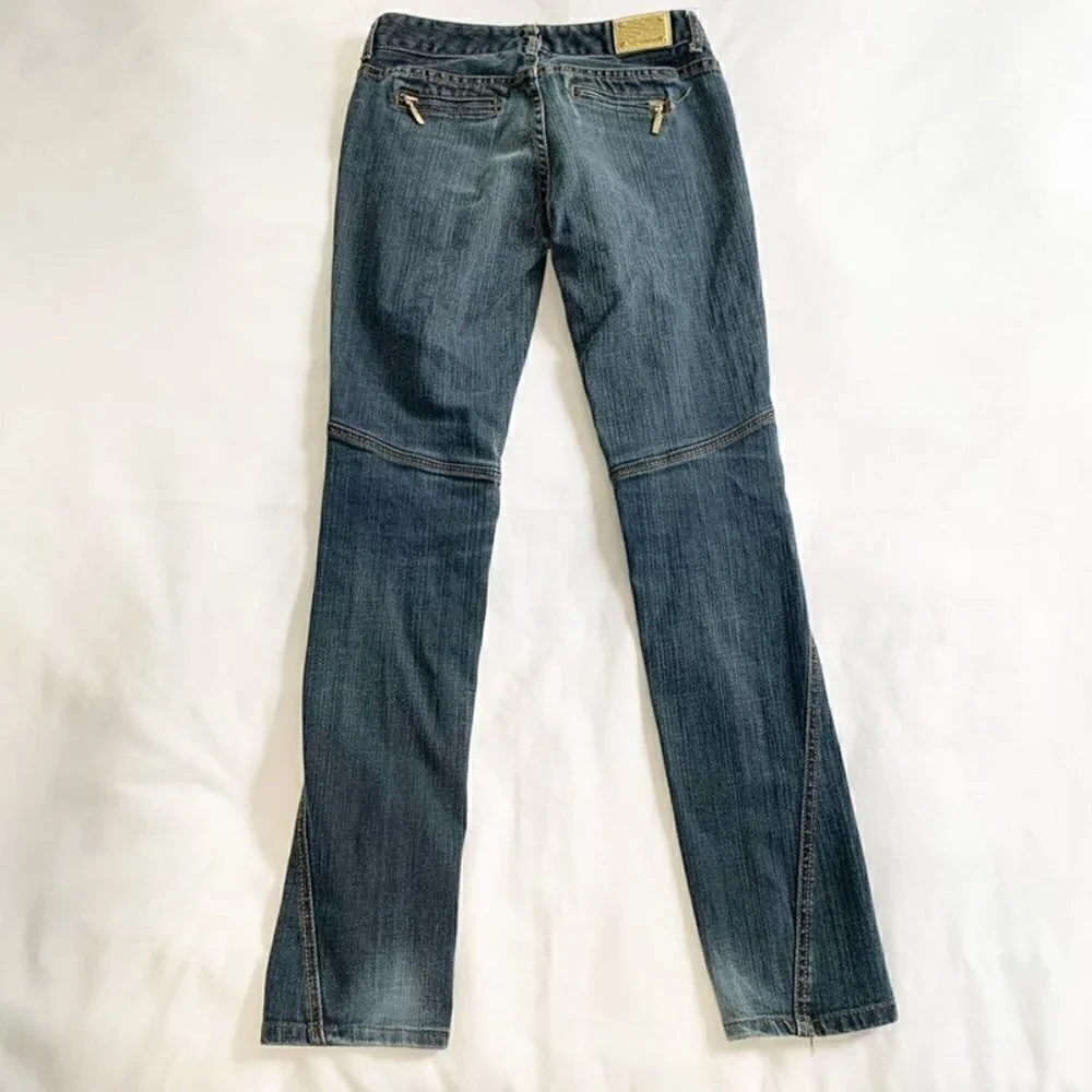 Express Stella Skinny Jeans Dark Wash Zipper Pocket Detail Women Size 2